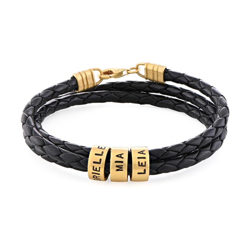 Pulsera de Hombre en Cuero Negro – Personalizable con Acabados en Plateado o Oro